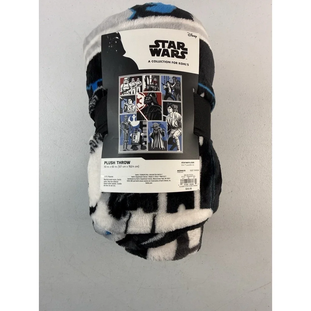 Star Wars Kohl's Fleece Throw Blanket Darth Vader Yoda 50X60 Plush *BRAND NEW*